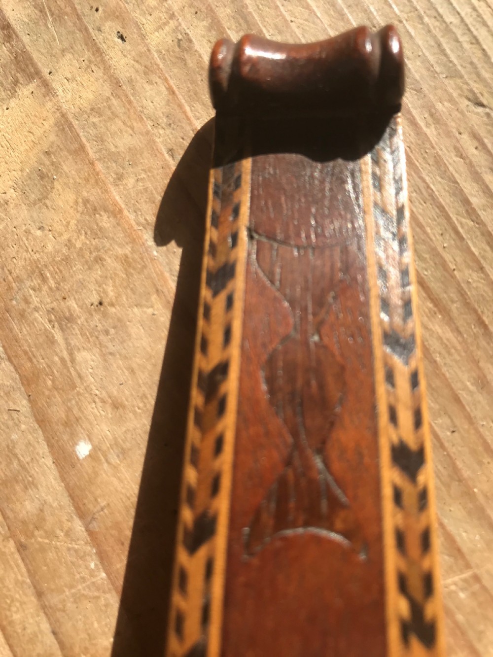 Antique Treen  Knitting Sheath - with motto View VII
