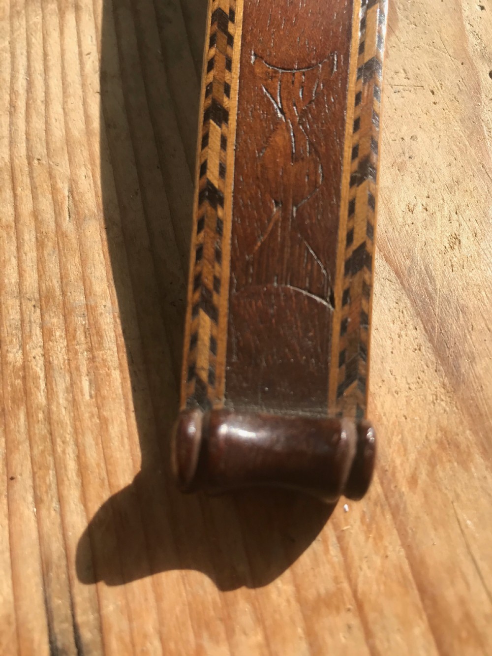 Antique Treen  Knitting Sheath - with motto View VIII