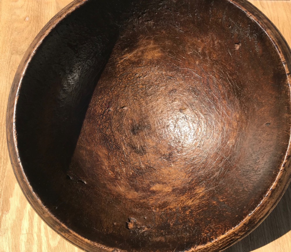 Antique Sycamore Bowl - deep proportions - Treen View III