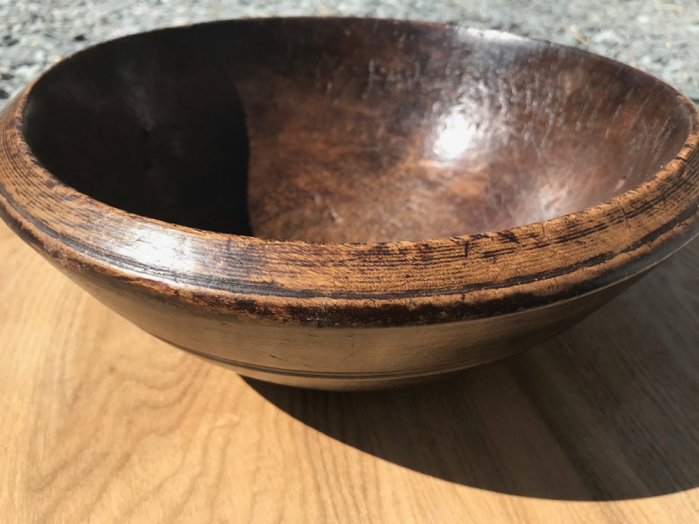 Antique Sycamore Bowl - deep proportions - Treen View IV