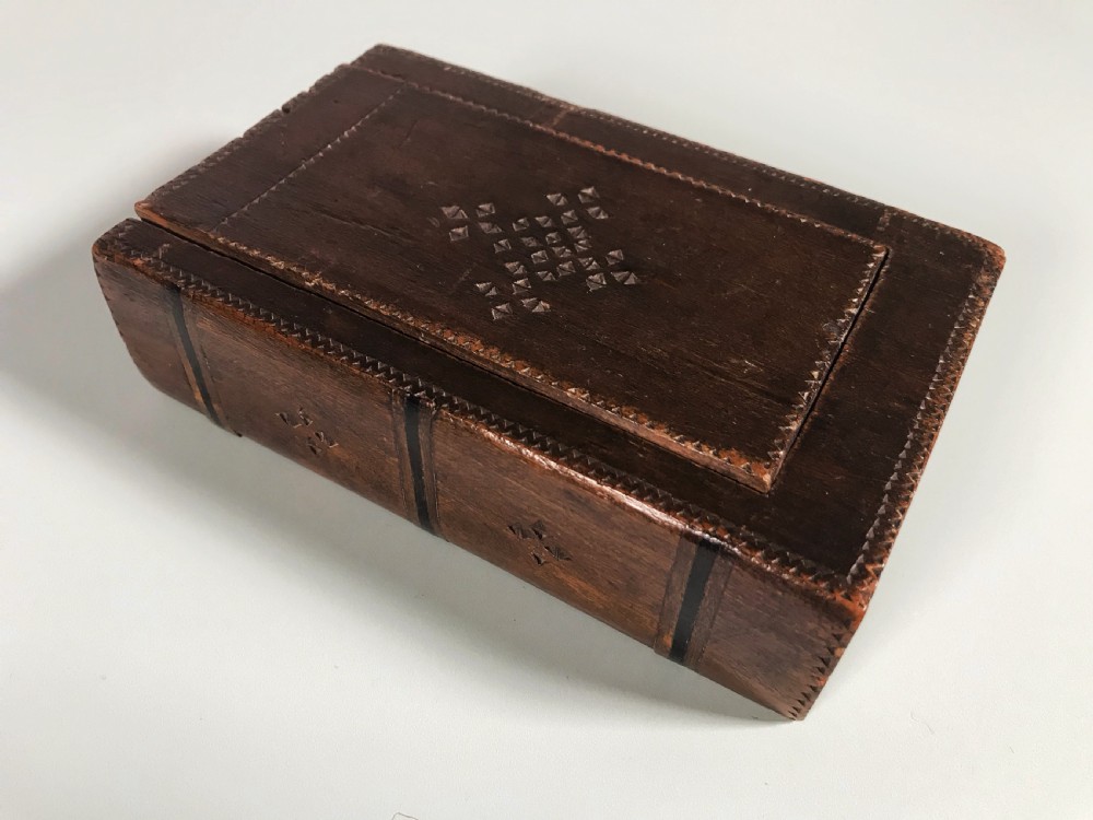 Antique Book Box - Containing 36 bone dominoes View III