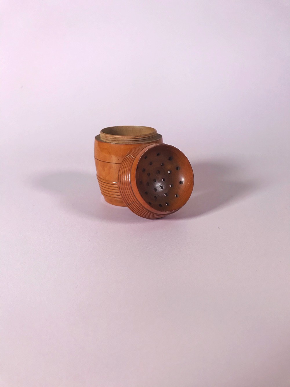 Antique Boxwood Pounce Pot - treen