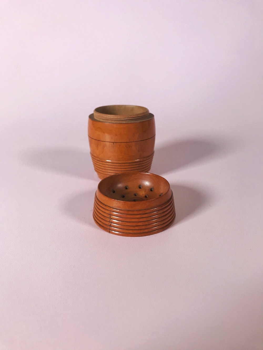 Antique Boxwood Pounce Pot - treen View II