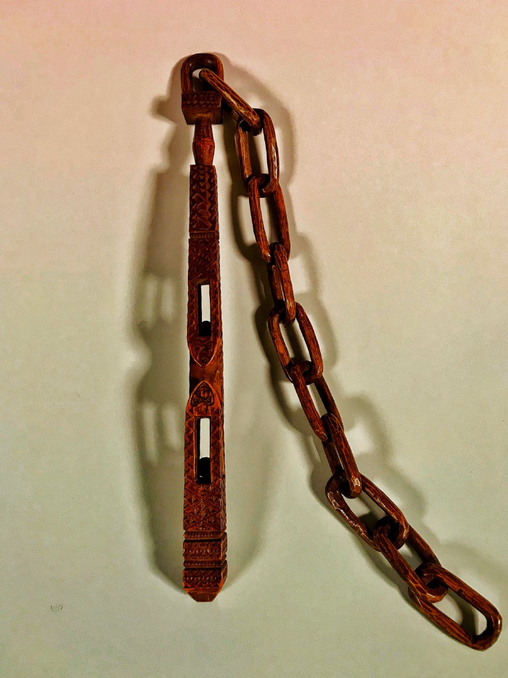 An 18th century dated Knitting Sheath with chain