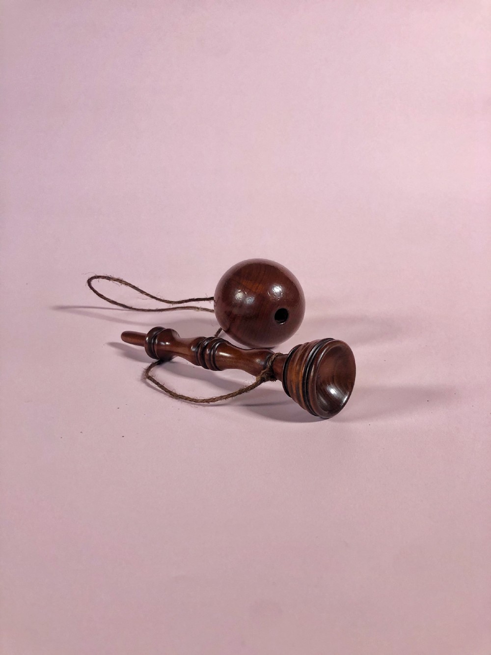 Antique Cherry Wood Bilboquet/ Ball & Cup Game - treen View IV