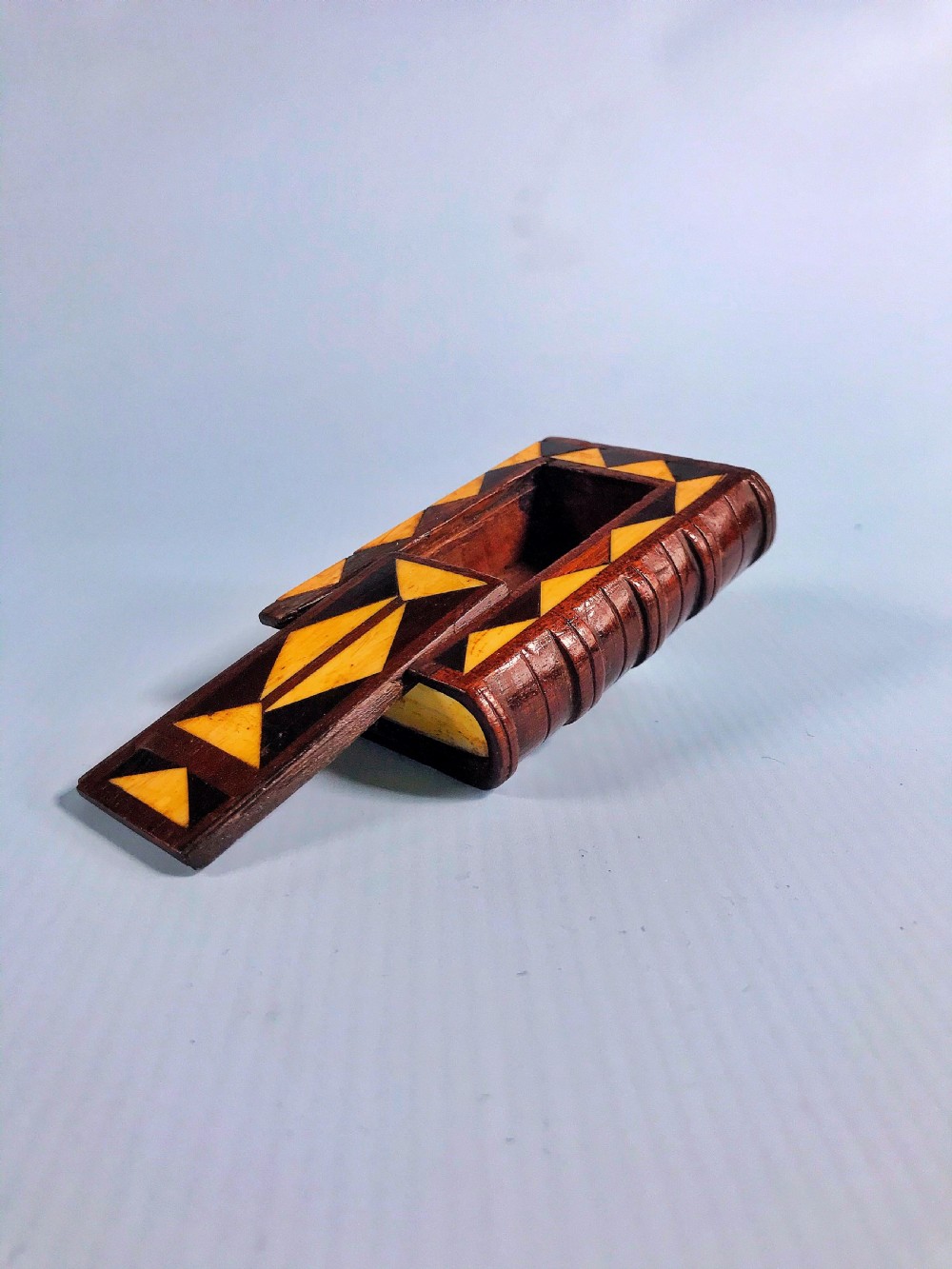 Antique Bone and Wood Book Snuff Box View II