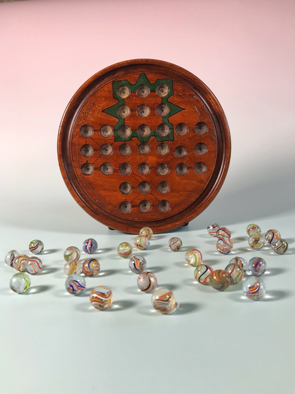 Antique Marbles & Solitaire Board