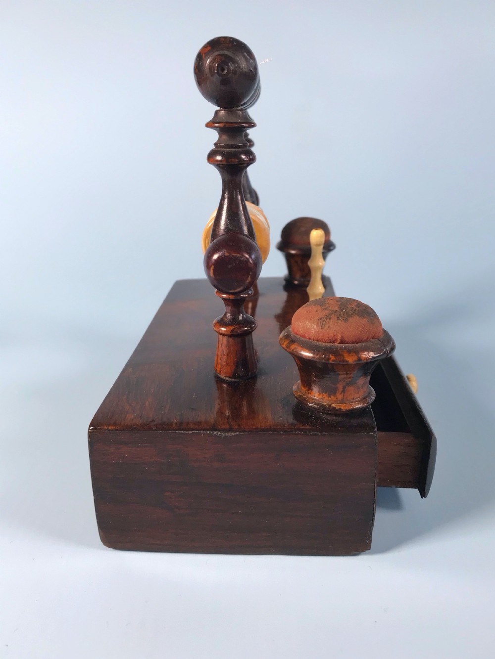 Antique Rosewood Sewing Companion -treen View II