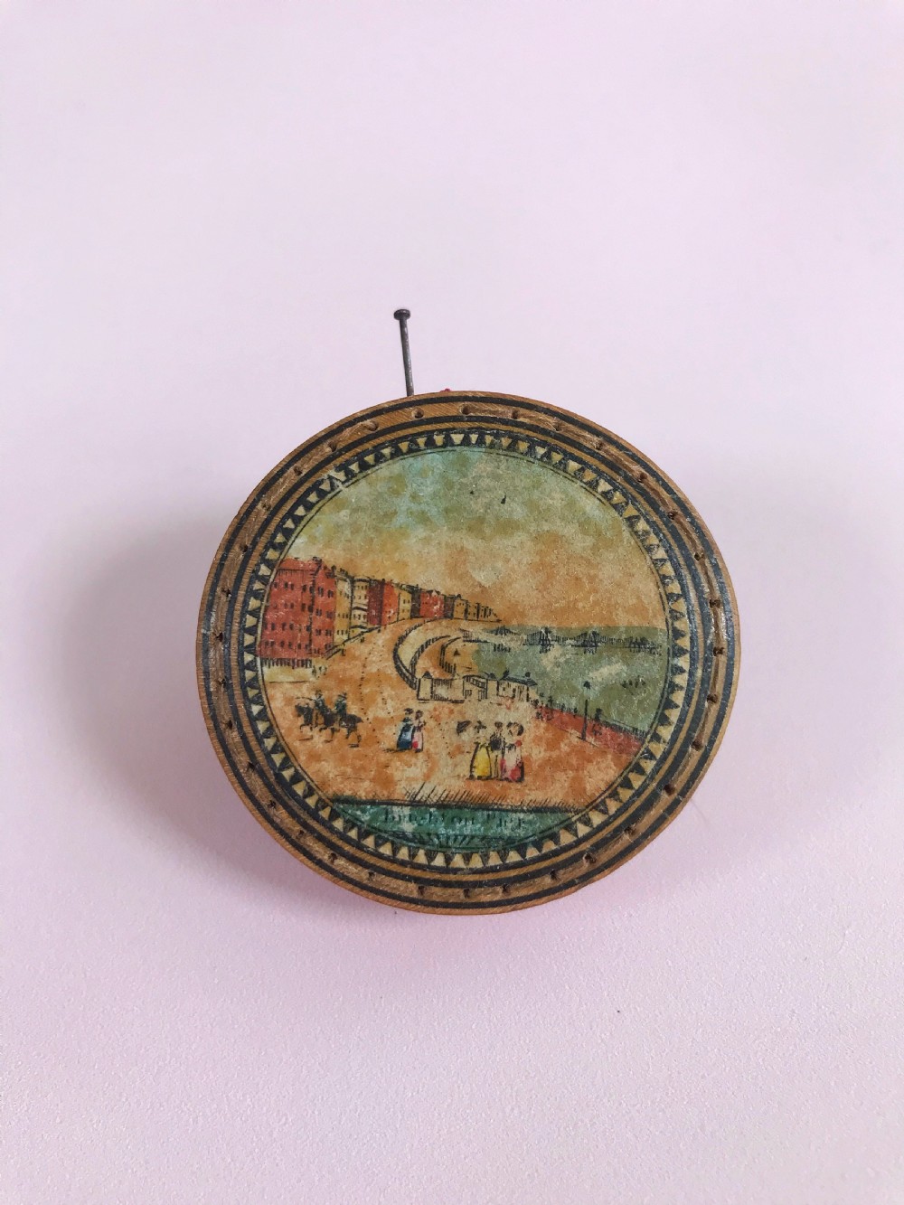 Antique Tunbridge Ware Pin Cushion Wheel