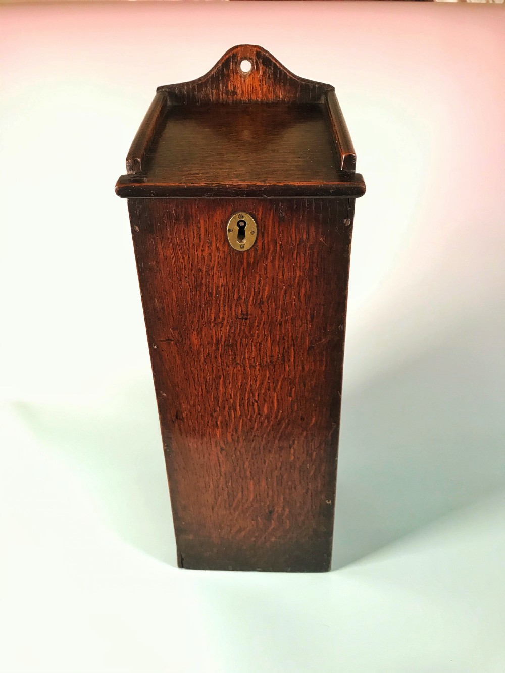 Antique Oak Candle Box with Lock & Key View IV