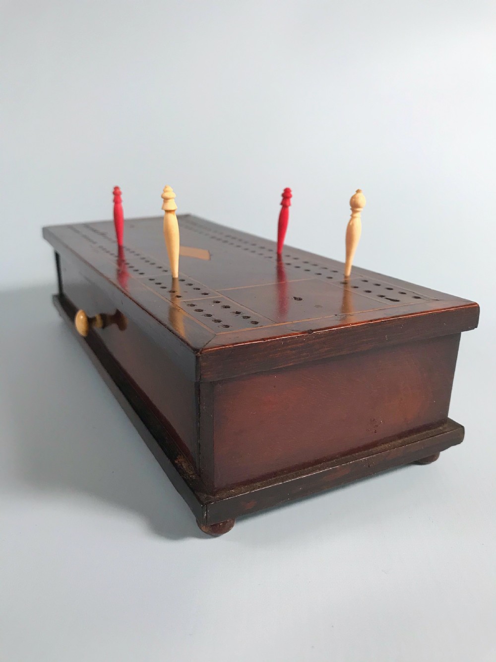 Antique Cribbage Board & Box View II