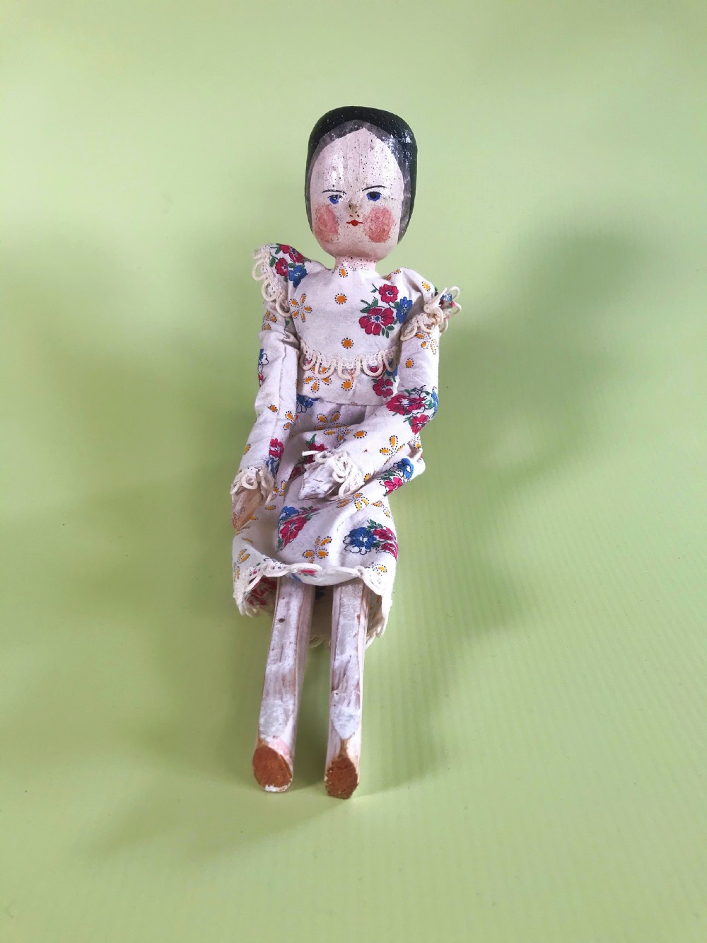 Antique Treen Peg Doll