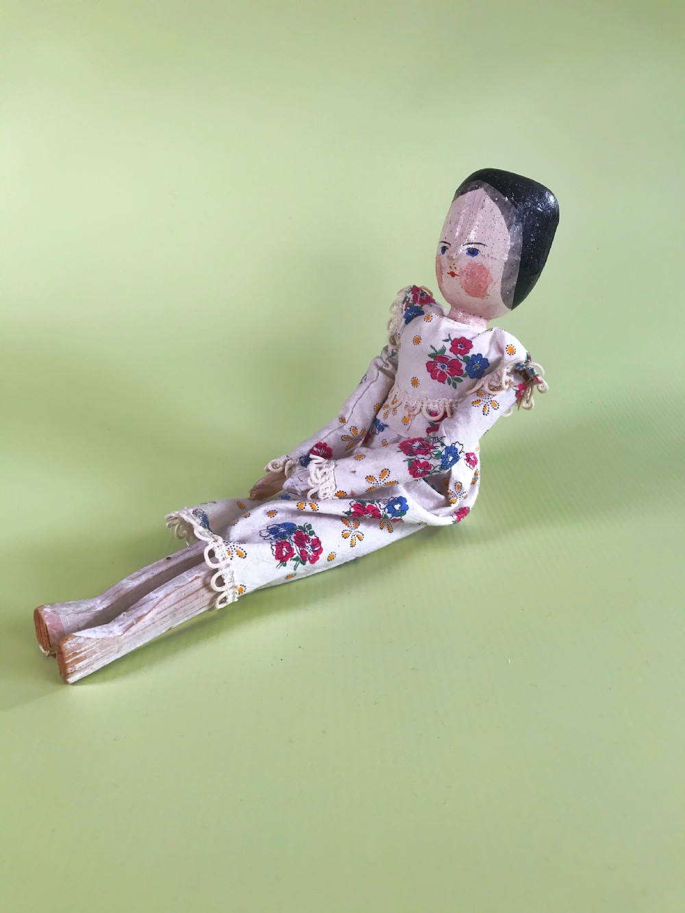 Antique Treen Peg Doll View II