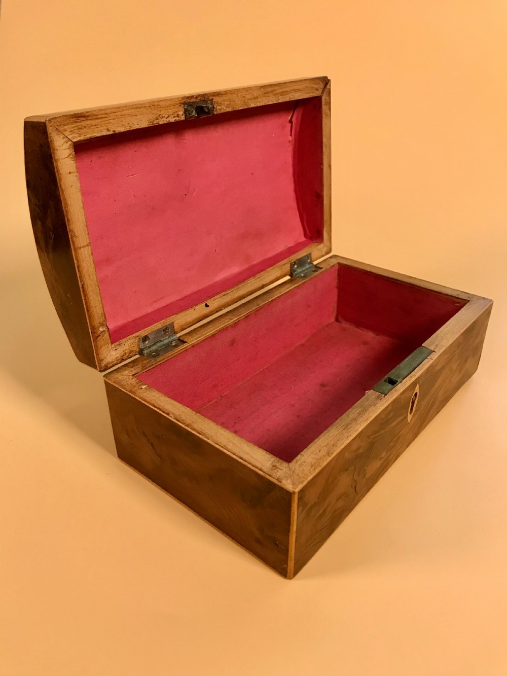 Antique Yew Wood Domed Topped Box - dated 1817 View II