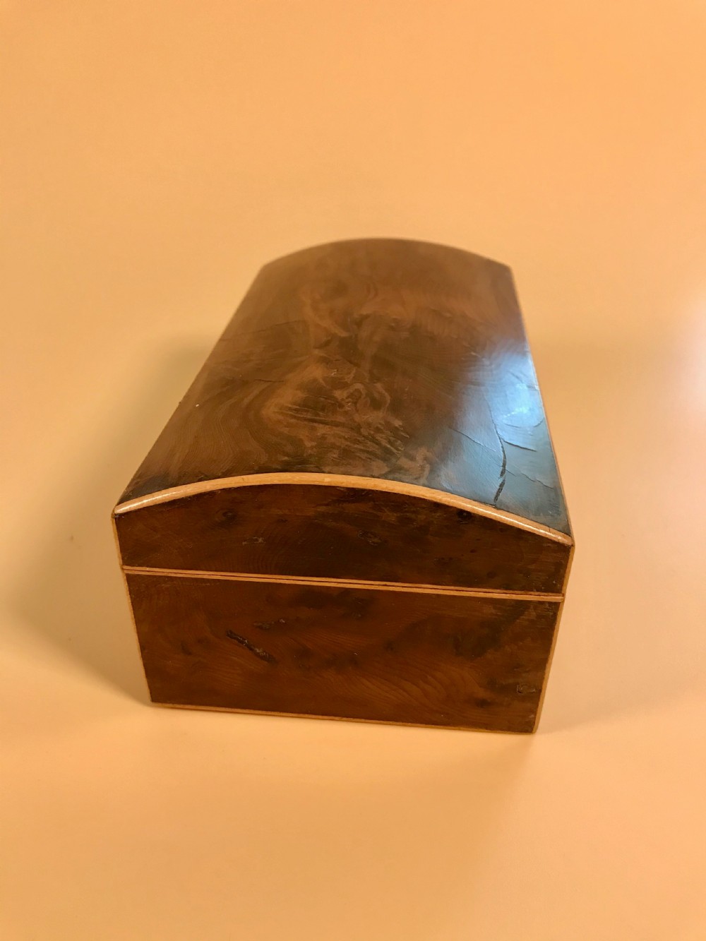 Antique Yew Wood Domed Topped Box - dated 1817 View III