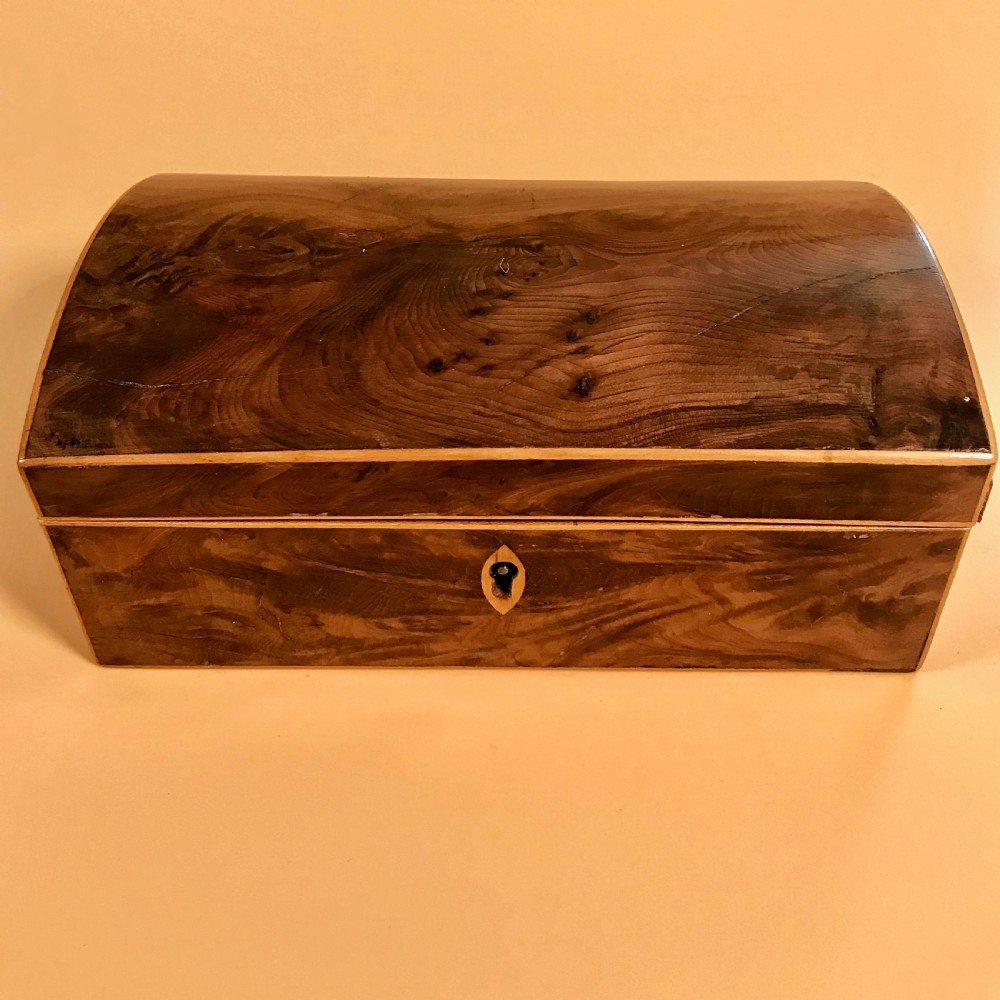 Antique Yew Wood Domed Topped Box - dated 1817 View IV