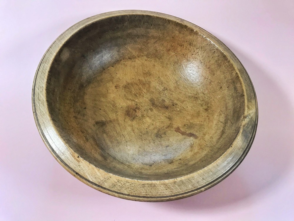 Antique Dairy Bowl - treen