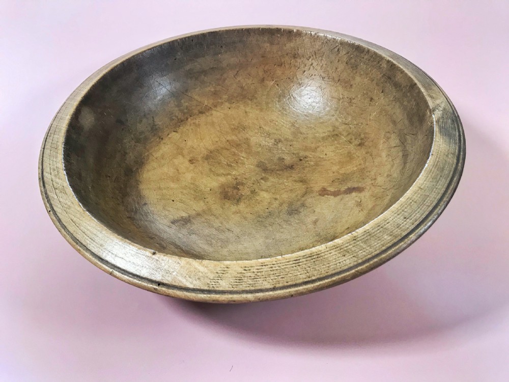 Antique Dairy Bowl - treen View II