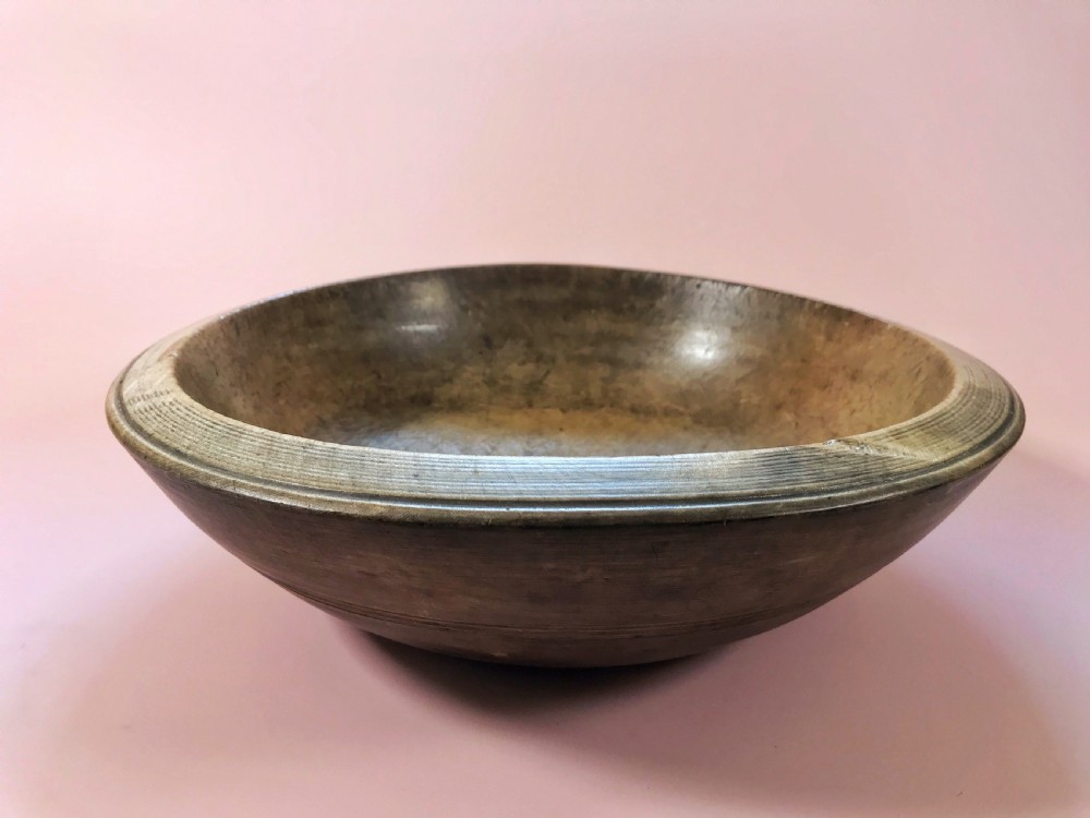 Antique Dairy Bowl - treen View V