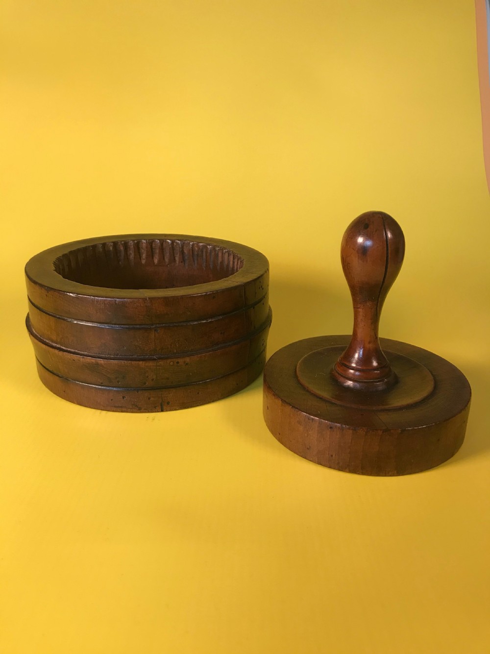 Antique Two Piece Butter Mould - Treen View II