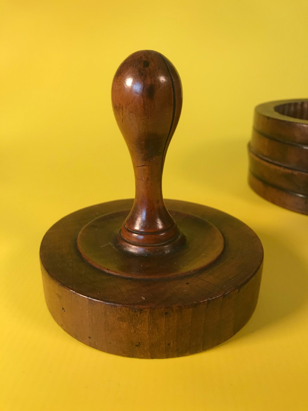 Antique Two Piece Butter Mould - Treen View IV