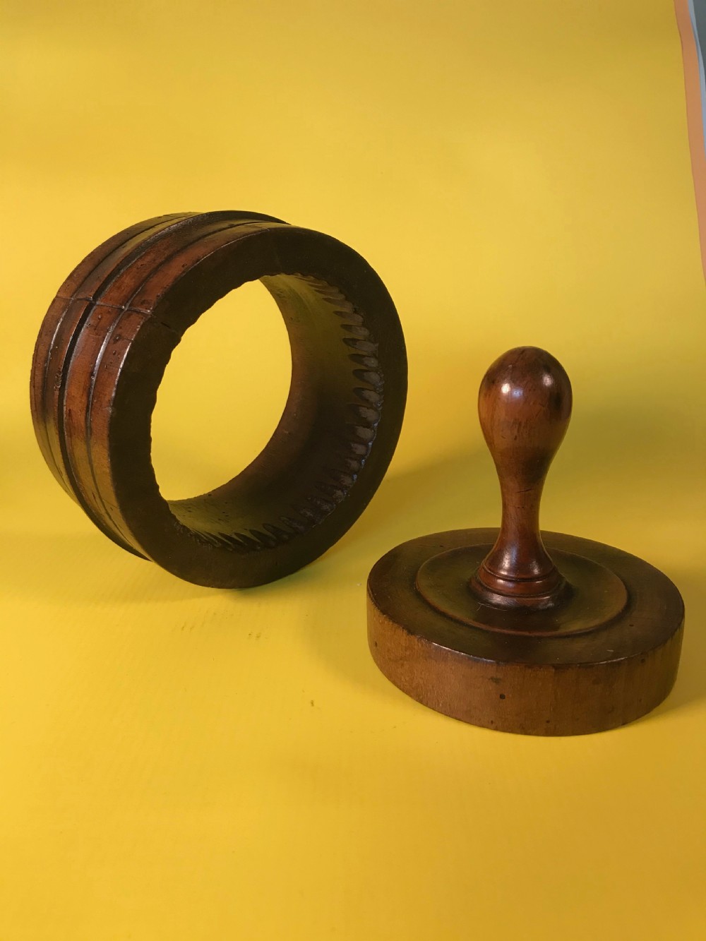 Antique Two Piece Butter Mould - Treen View V