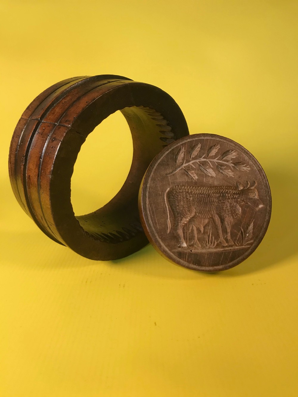 Antique Two Piece Butter Mould - Treen View VI