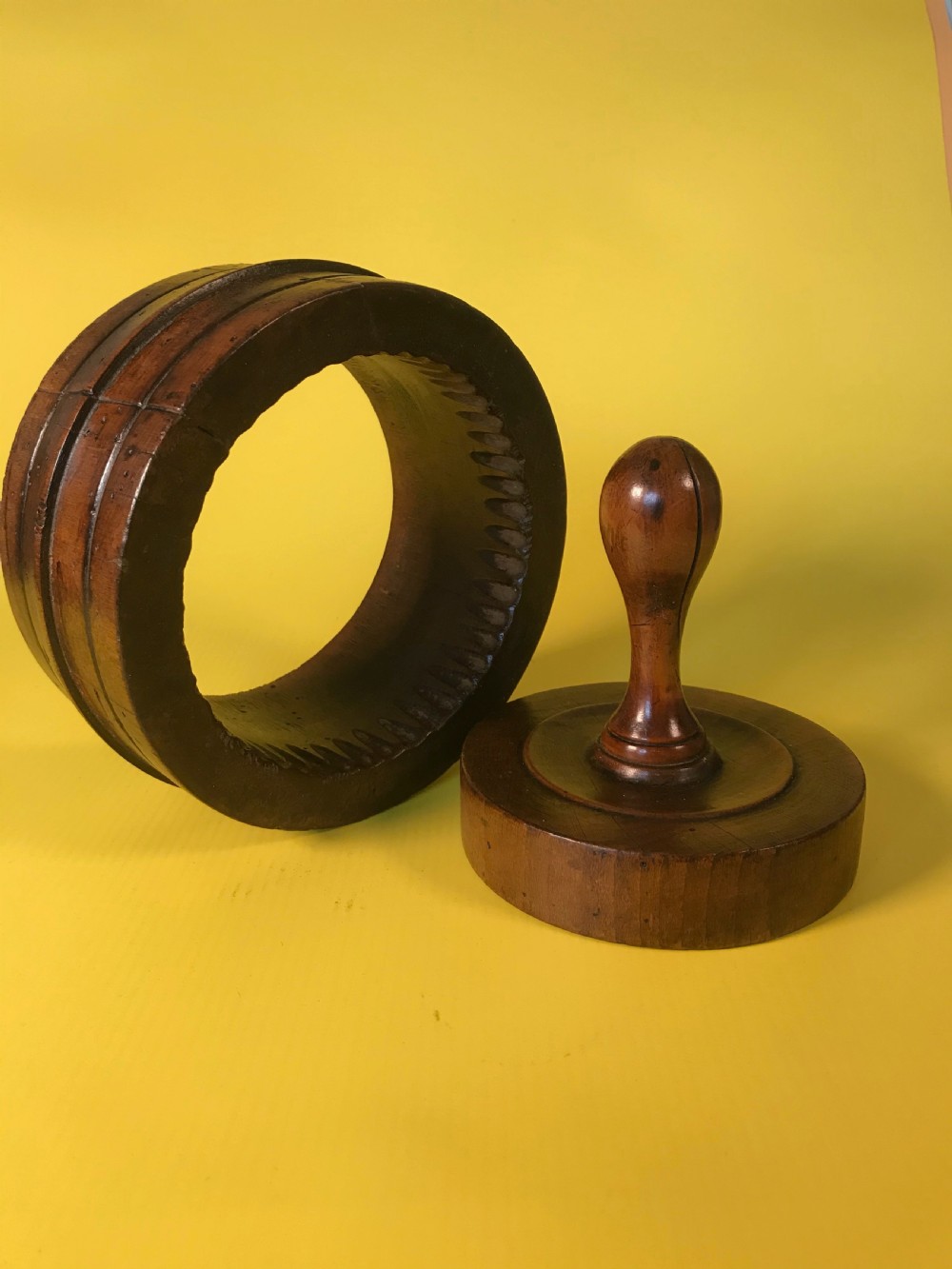 Antique Two Piece Butter Mould - Treen View VII