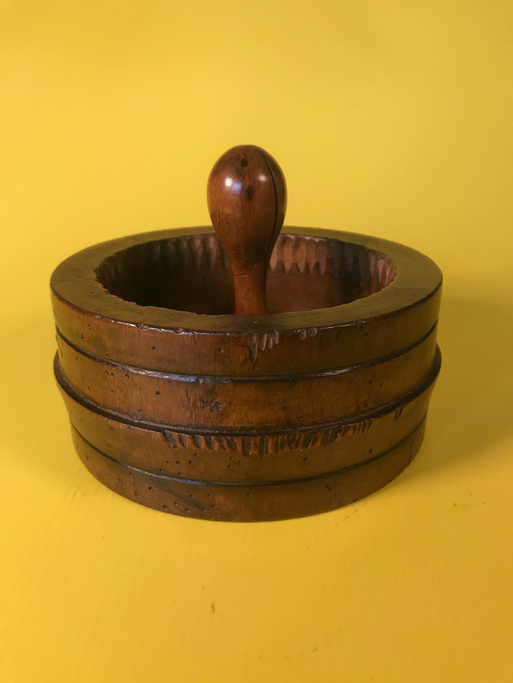 Antique Two Piece Butter Mould - Treen View IX