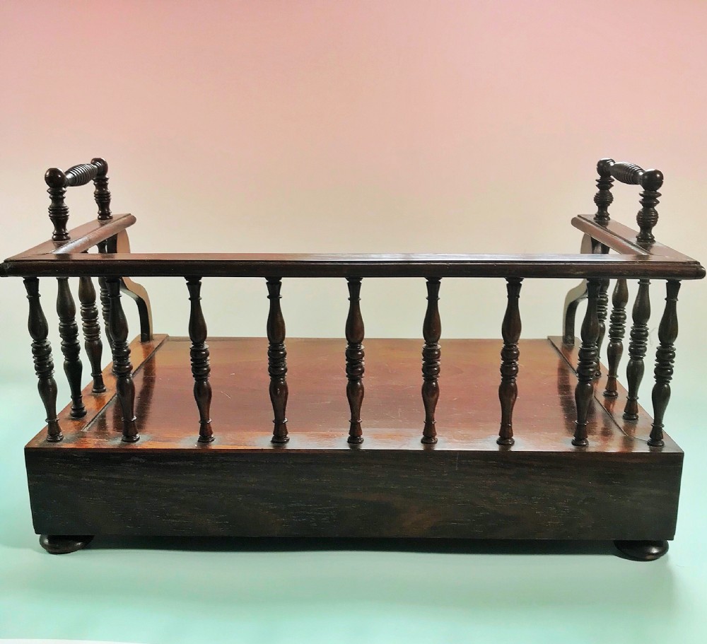 Antique Rosewood Book Carrier/ Trough - with a drawer for stationery View III