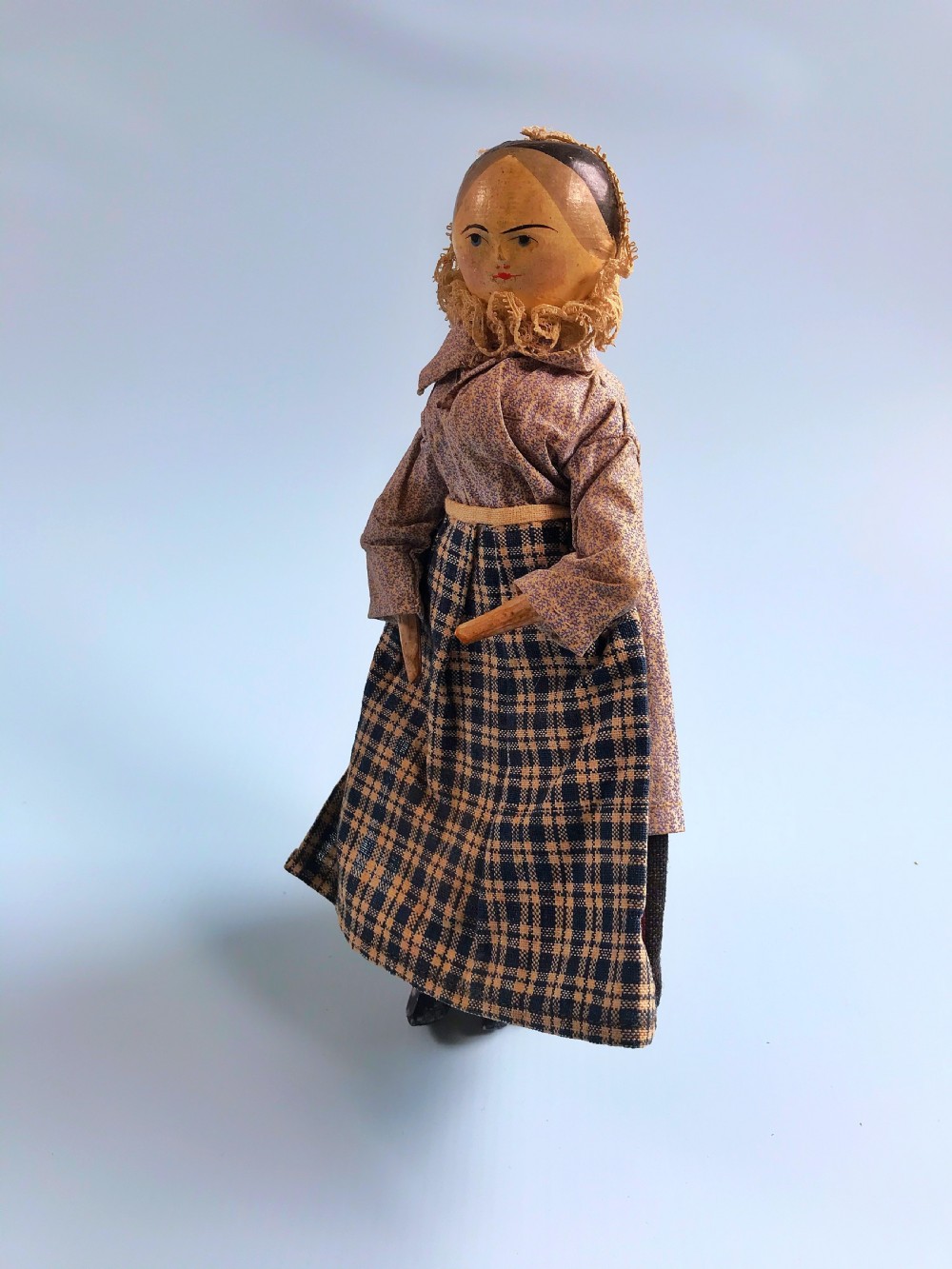 A Mid 1800s Wooden Peg Doll - treen View V