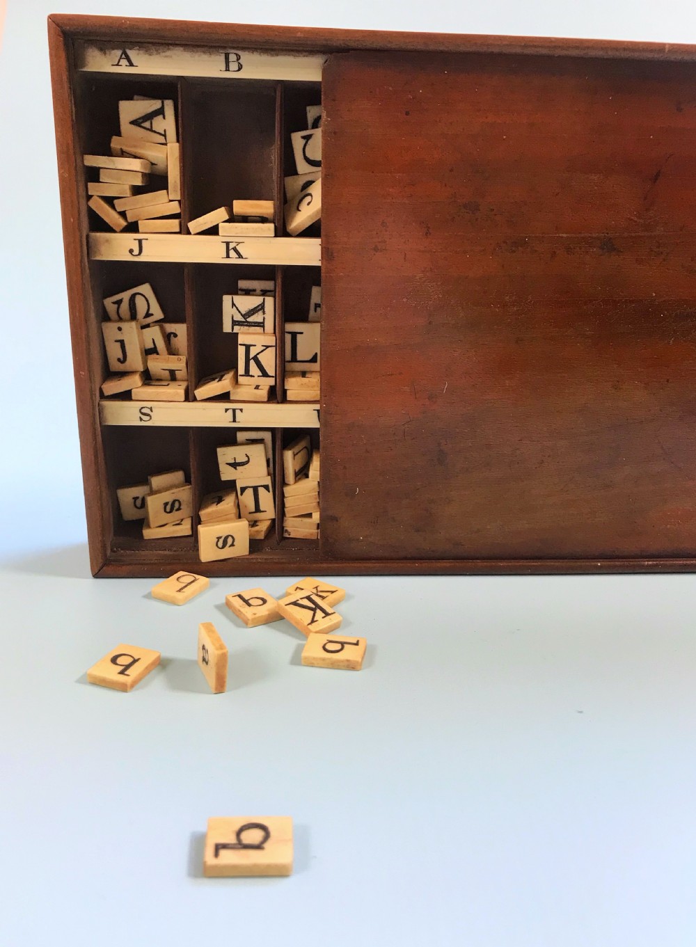 Antique Spelling & Alphabet Box - a fabulous educational toy View II