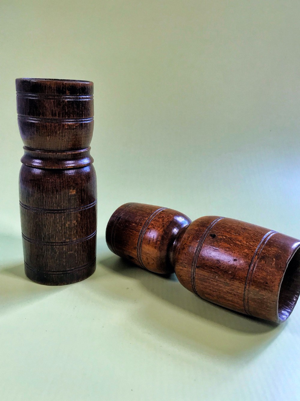 Two Antique Treen Double Measures - can be bought separately View II