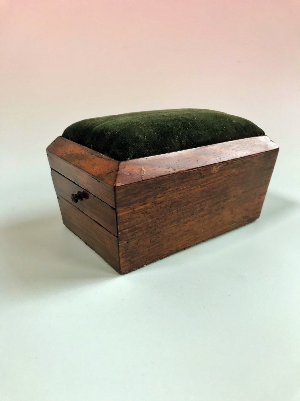 Antique Rosewood Sewing/Pin Cushion Box - with drawer & Lead weighted View II