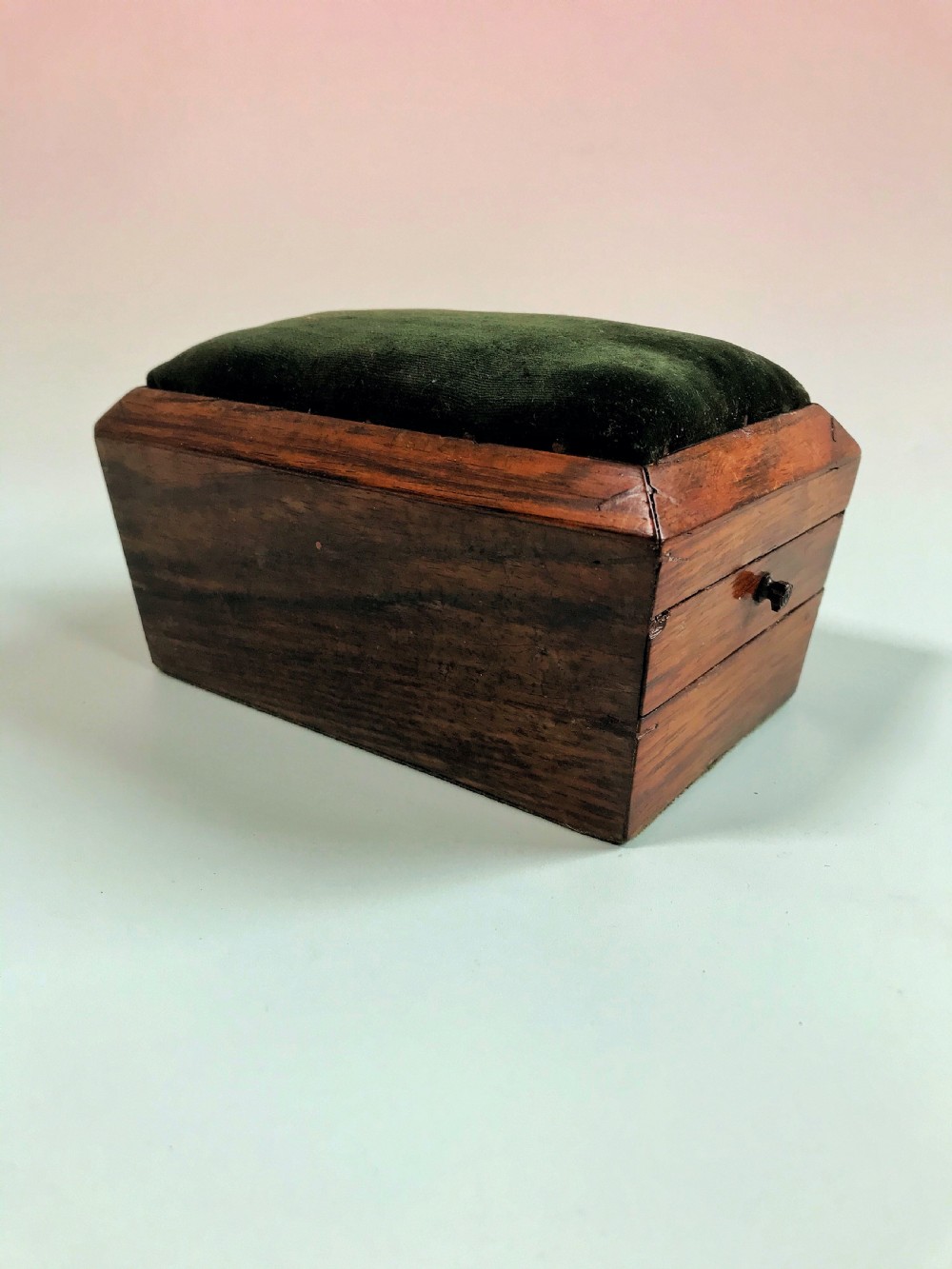 Antique Rosewood Sewing/Pin Cushion Box - with drawer & Lead weighted View III