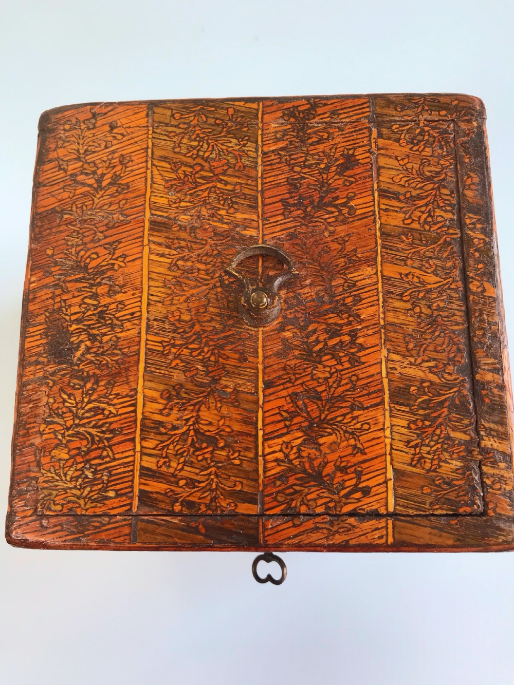 Antique Prisoner of War Tea Caddy - straw work View II