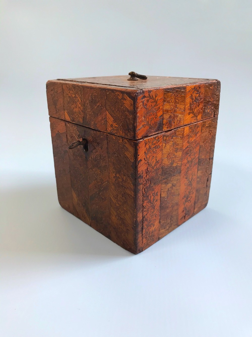 Antique Prisoner of War Tea Caddy - straw work View III