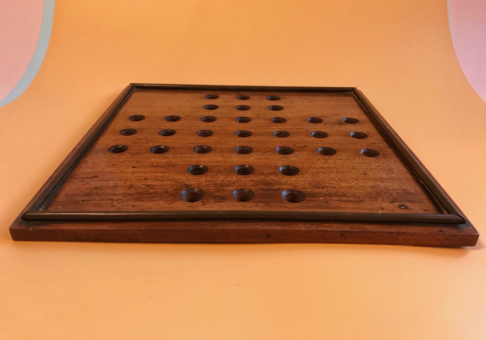 Antique Square Solitairte Board - old label View VI