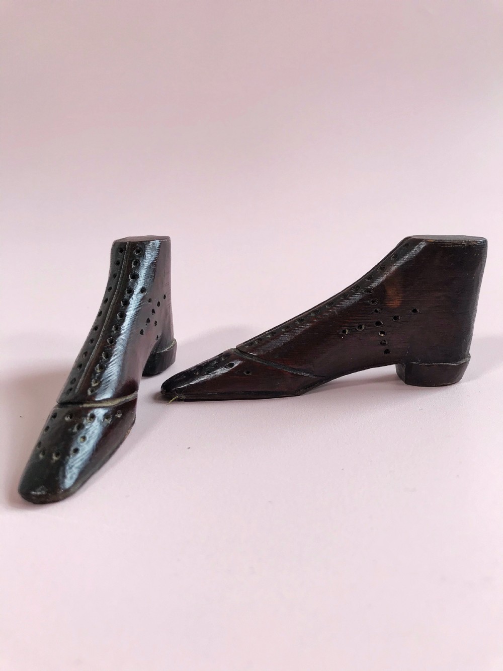 Antique Pair of Treen Shoes - love token/Folk Art
