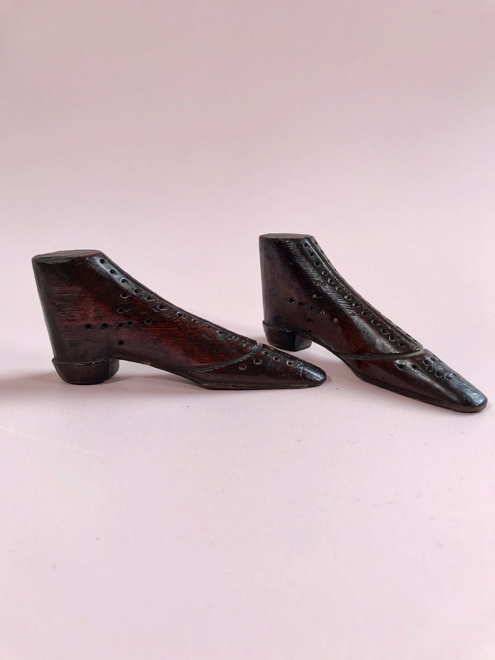 Antique Pair of Treen Shoes - love token/Folk Art View III