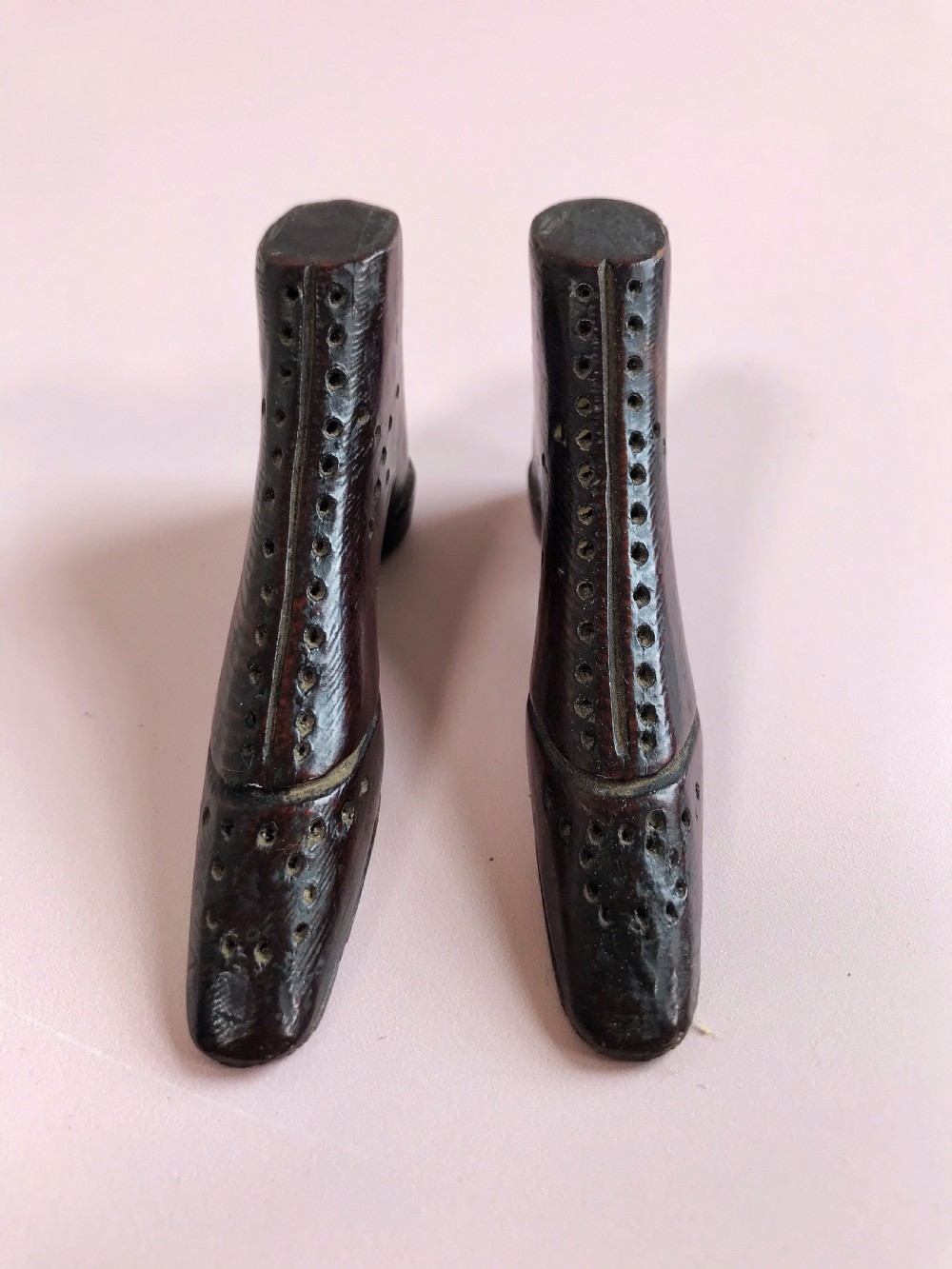 Antique Pair of Treen Shoes - love token/Folk Art View VI