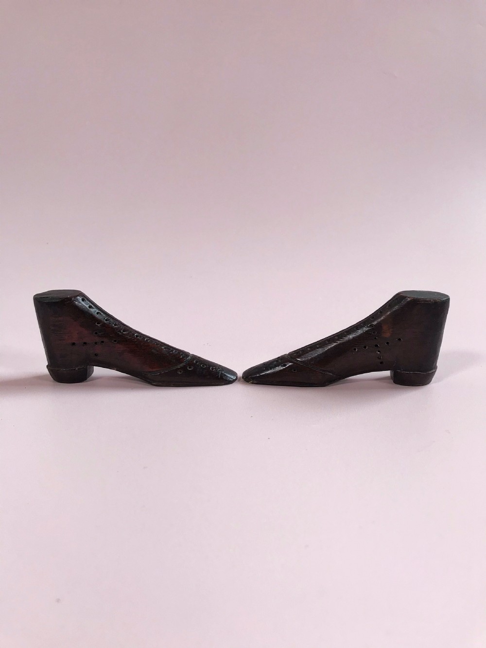 Antique Pair of Treen Shoes - love token/Folk Art View VIII