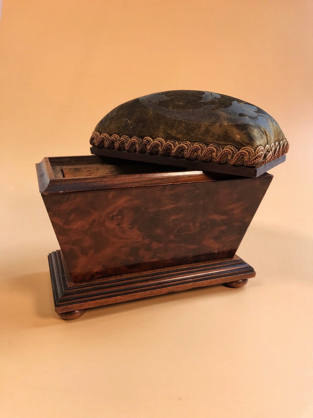 Antique Yew Wood Pin Cushion Box View III