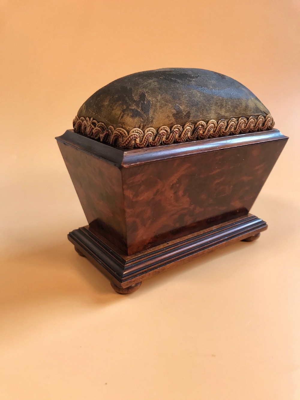 Antique Yew Wood Pin Cushion Box View IV