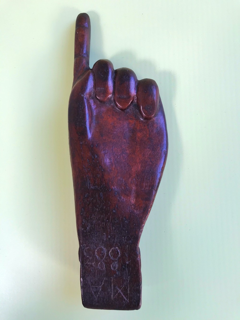 A Rare Antique  Dated Treen Knitting Sheath -Hand View II
