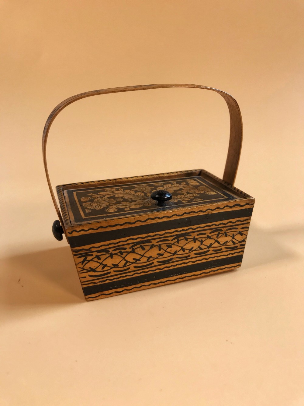 A Small Antique Penwork  Basket