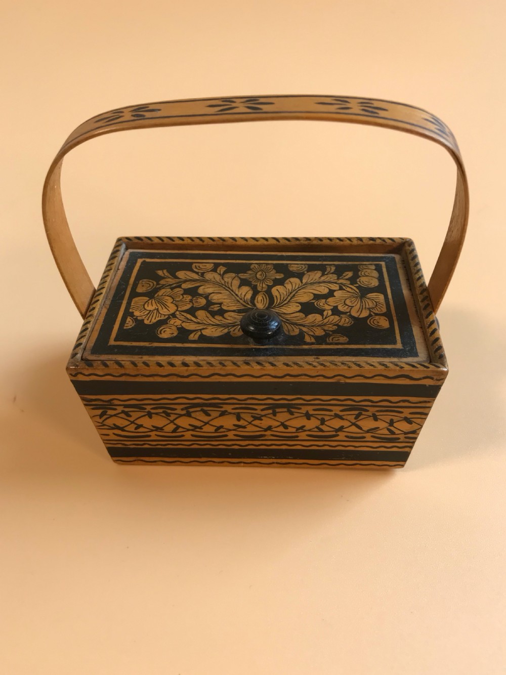 A Small Antique Penwork  Basket View II