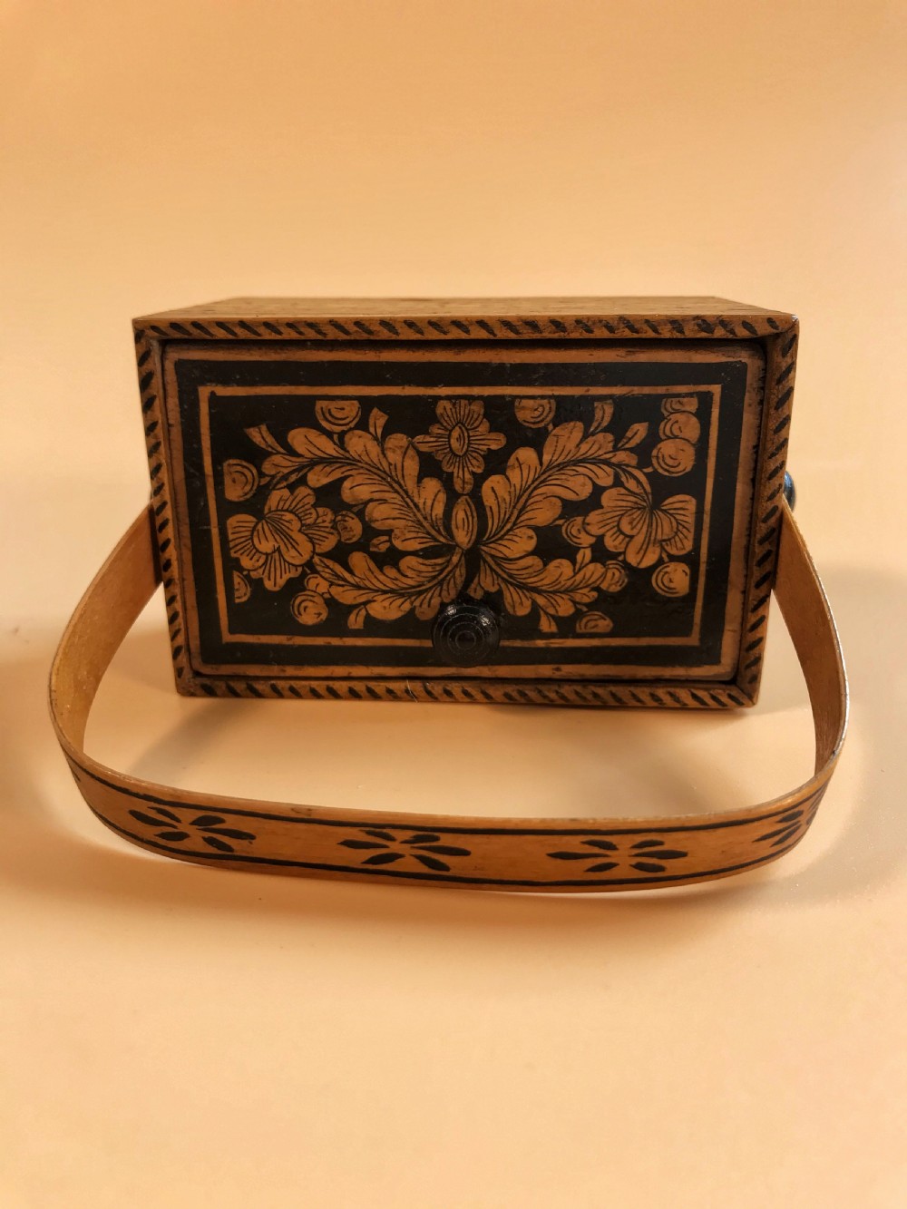 A Small Antique Penwork  Basket View III