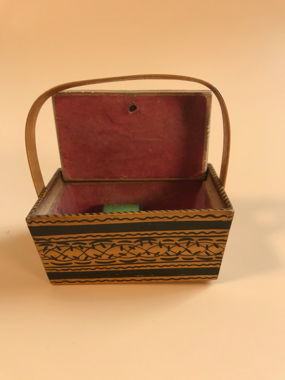A Small Antique Penwork  Basket View IV