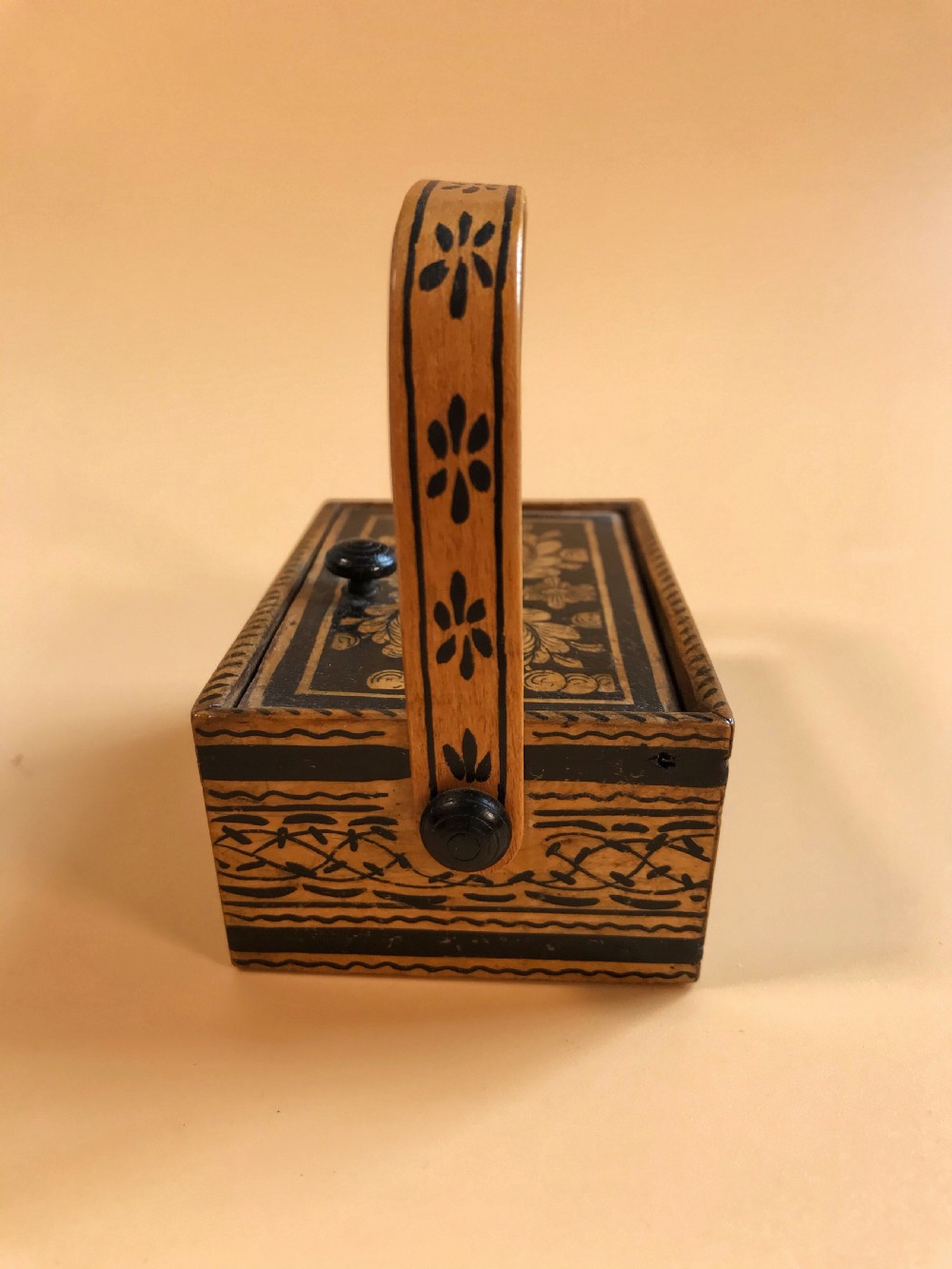 A Small Antique Penwork  Basket View VII